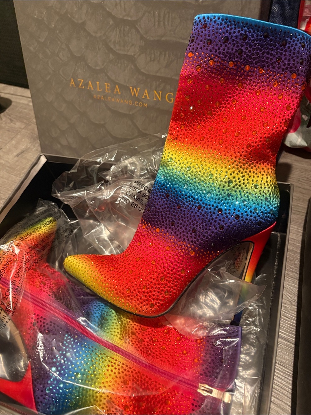 Azalea Wang Rainbow Crystal Ankle Boot - Multicolor